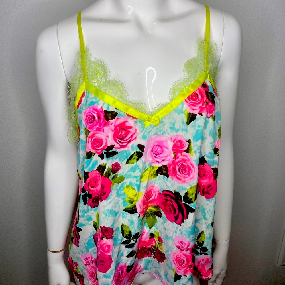 Betsey Johnson Neon Floral Lace Camisole